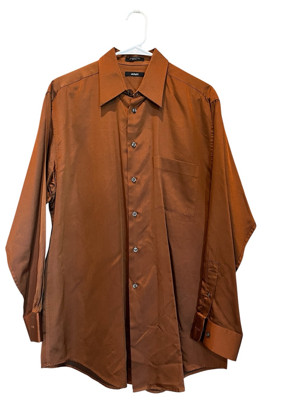 Alfani Men's Long-Sleeve Button-Down Shirt in Rust
